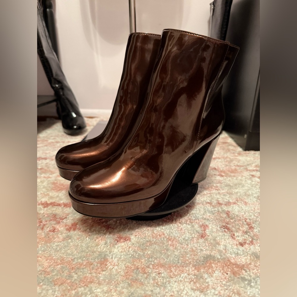 Jessica Simpson Glossy Bronze Heeled Boots